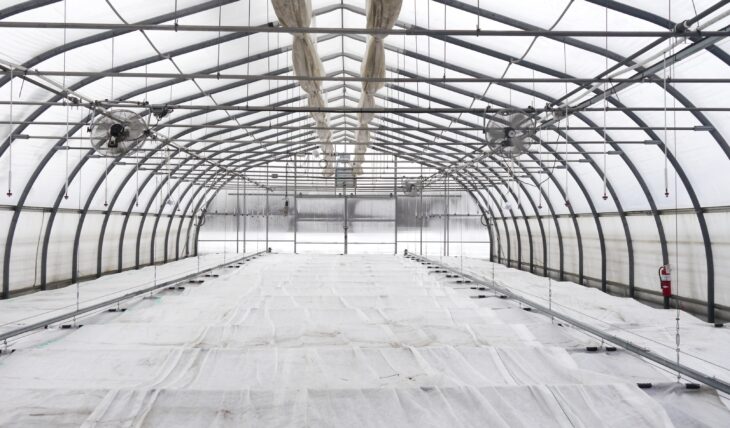 Rolling system for thermal blankets in a winter cultivation greenhouse