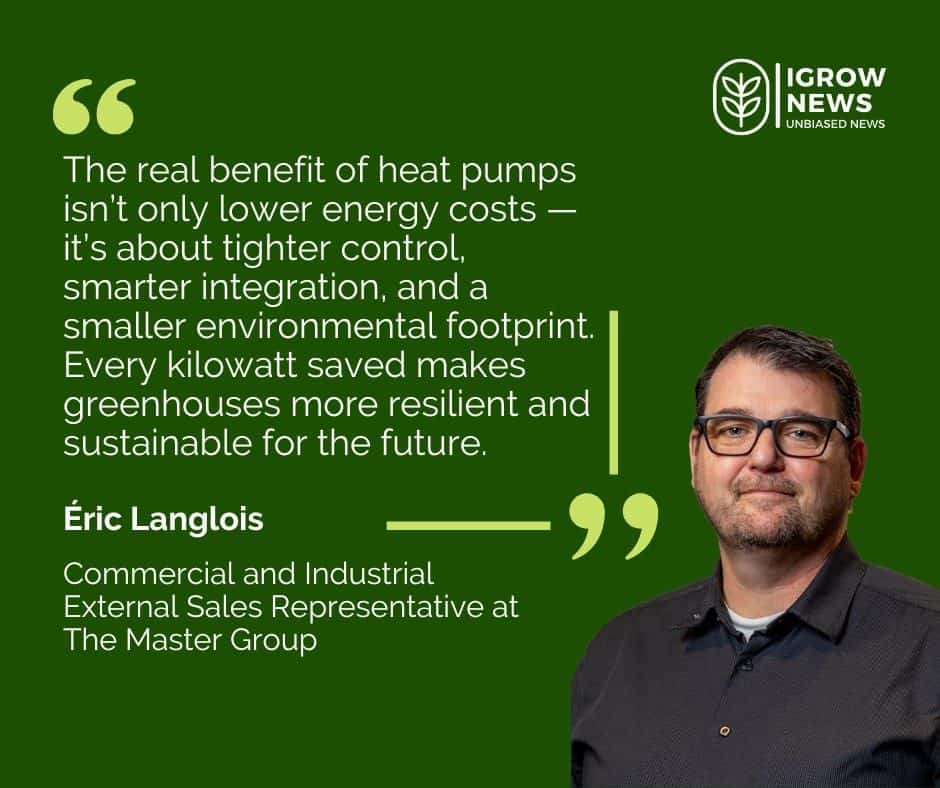 Heat pump system providing energy-efficient heating in a Québec greenhouse